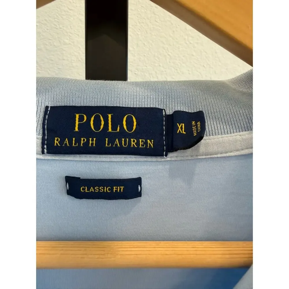 Polo Ralph Lauren Blue Polo Shirt Embroidered Flesh Pony Soft Cotton XL Preppy